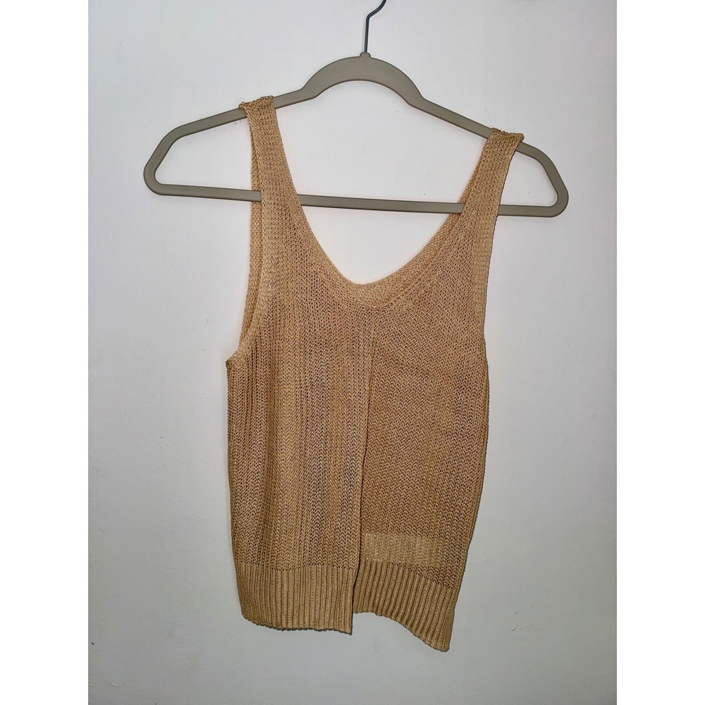 SHEIN Women Tan Beige Knit V-Neck Tank Top Sleeveless Size M